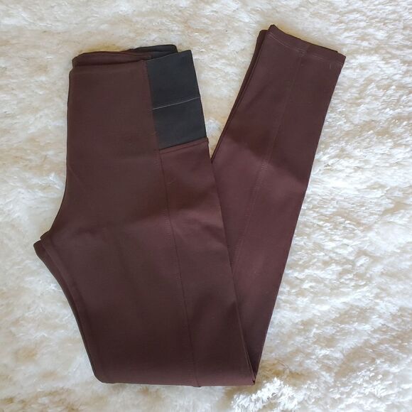 Chocolate Women's Brown High Rise Leggings Elastic Waist - Picture 1 of 7